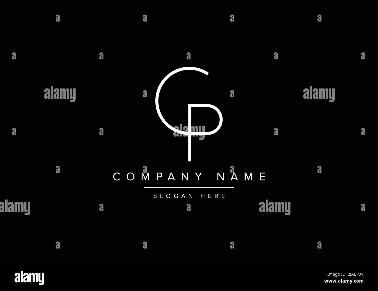 Creative minimal line art icon logo, GP monogram logo Stock Vector