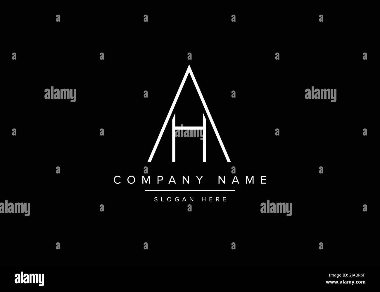 Creative minimal line art icon logo, AH monogram logo Stock Vector