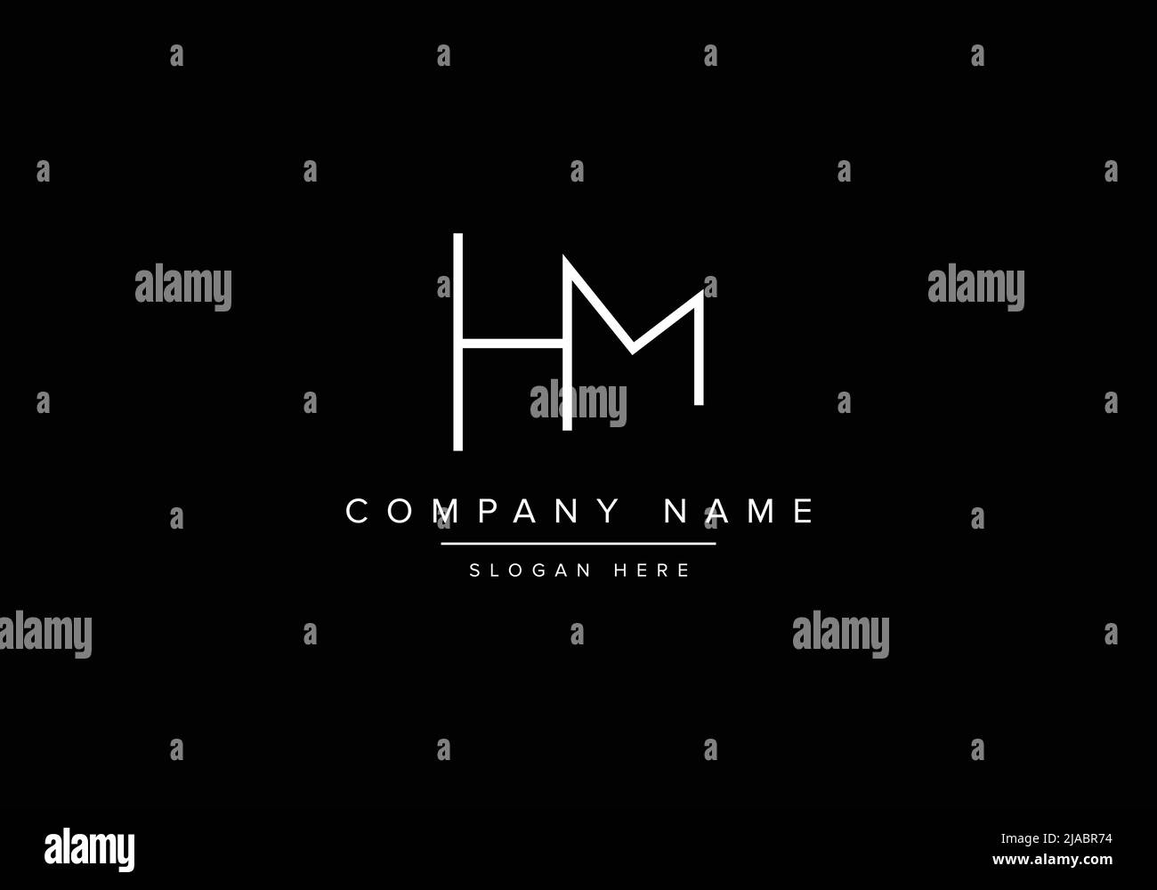 Creative minimal line art icon logo, HM monogram logo Stock Vector