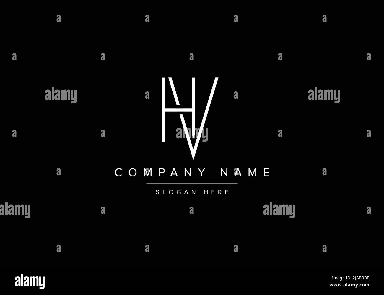 Creative minimal line art icon logo, HV monogram logo Stock Vector