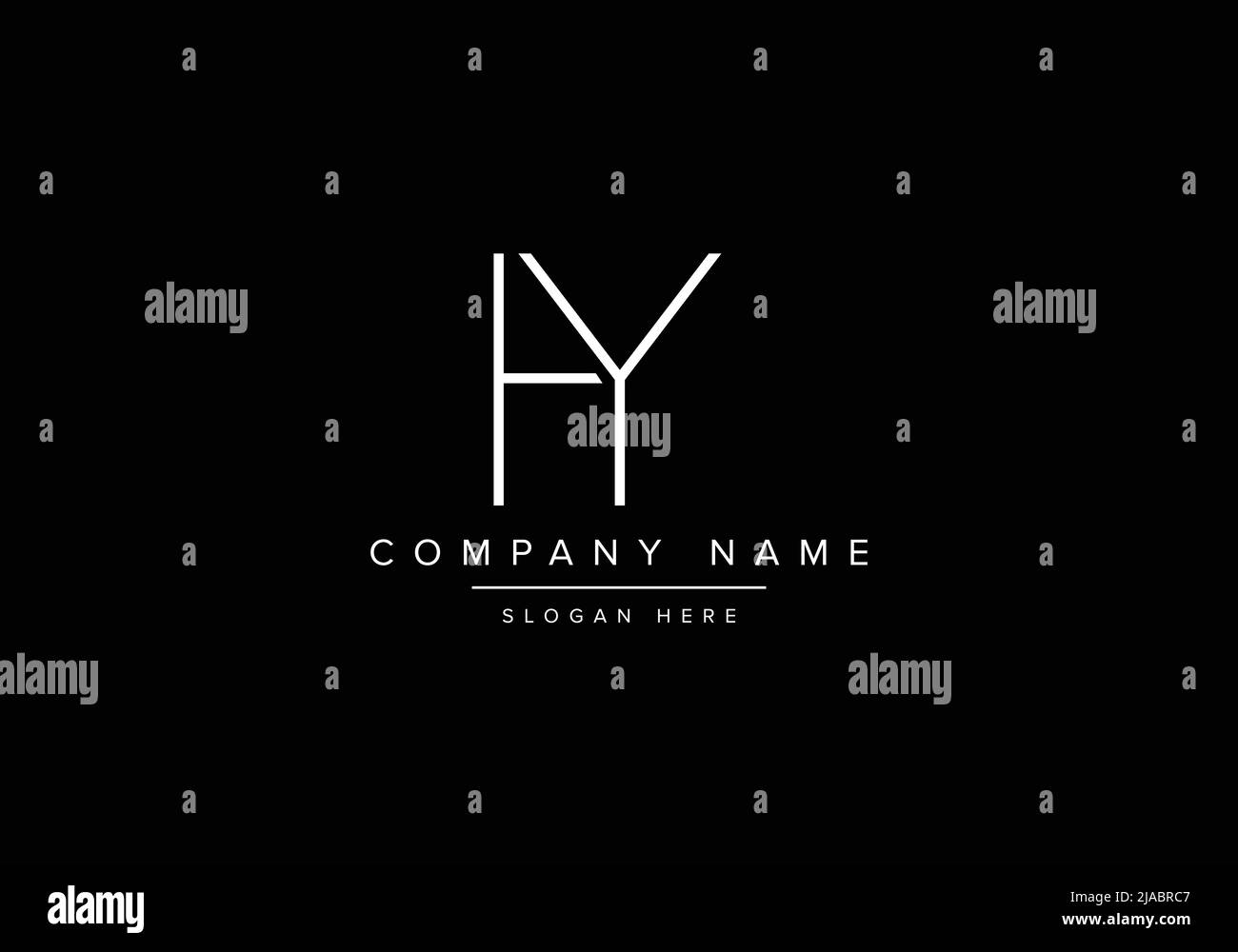 Creative minimal line art icon logo, HY monogram logo Stock Vector
