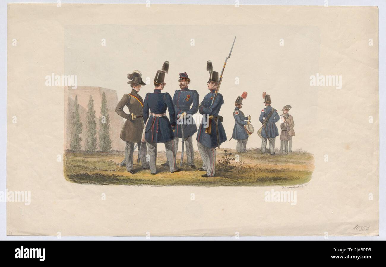 National guards and academic legionaries in conversation. Hummitzsch, lithographer Stock Photo