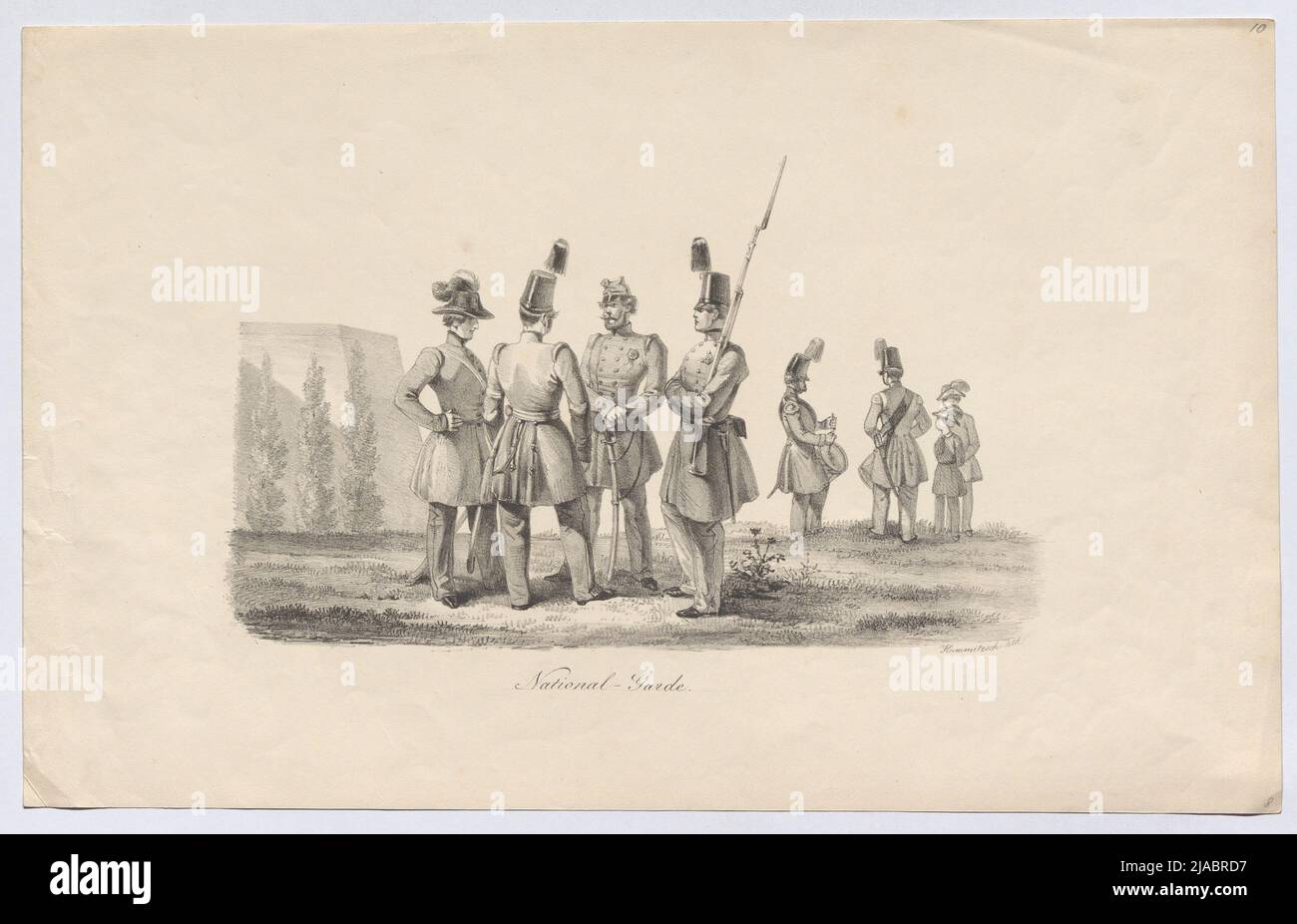 'National Guard.' (National guards and academic legionaries in conversation). Hummitzsch, lithographer Stock Photo