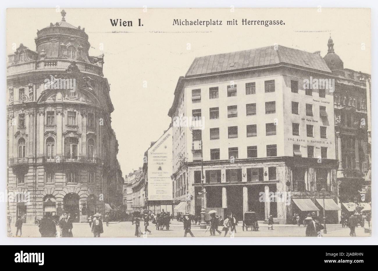 Vienna I. Michaelerplatz with Herrengasse .. brothers Kohn KG (B. K. W. I.), producer Stock