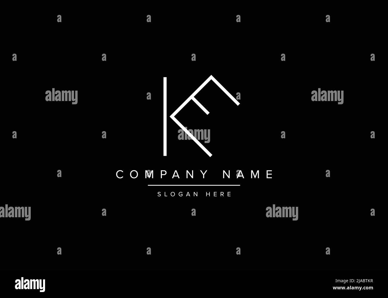 Creative minimal line art icon logo, KE monogram logo Stock Vector