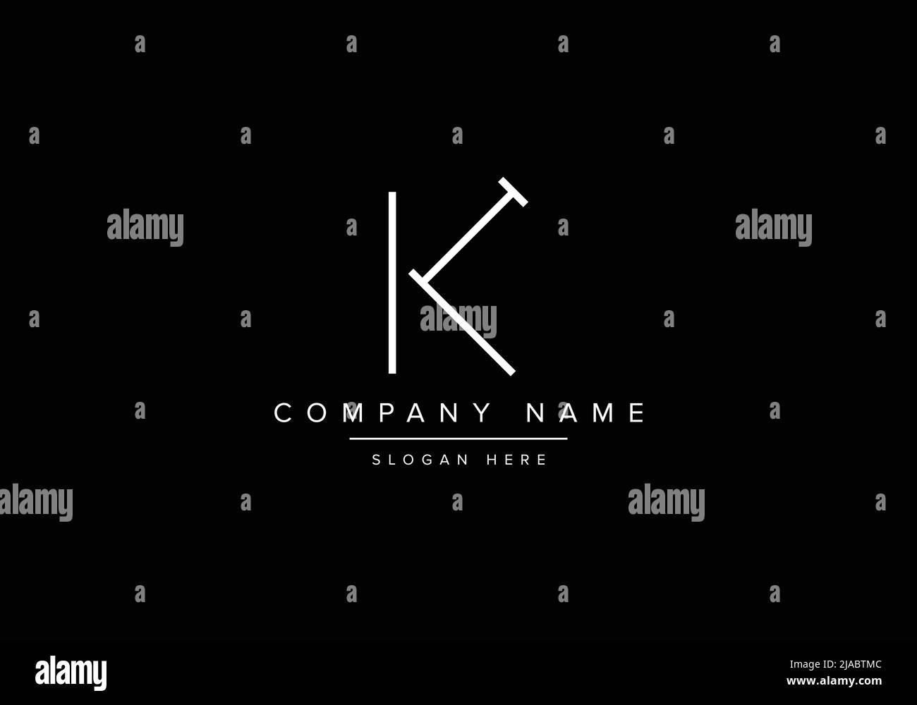 Creative minimal line art icon logo, KT monogram logo Stock Vector
