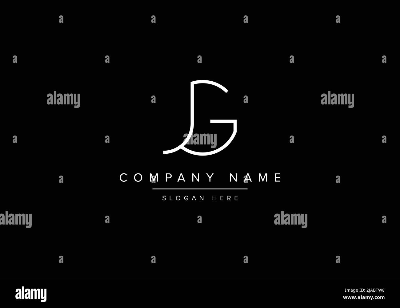 Creative minimal line art icon logo, JG monogram logo Stock Vector