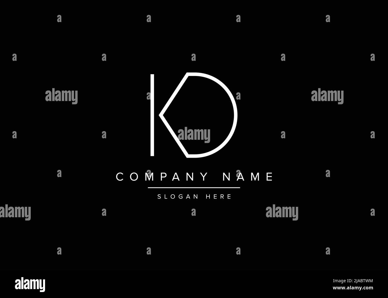 Creative minimal line art icon logo, KD monogram logo Stock Vector