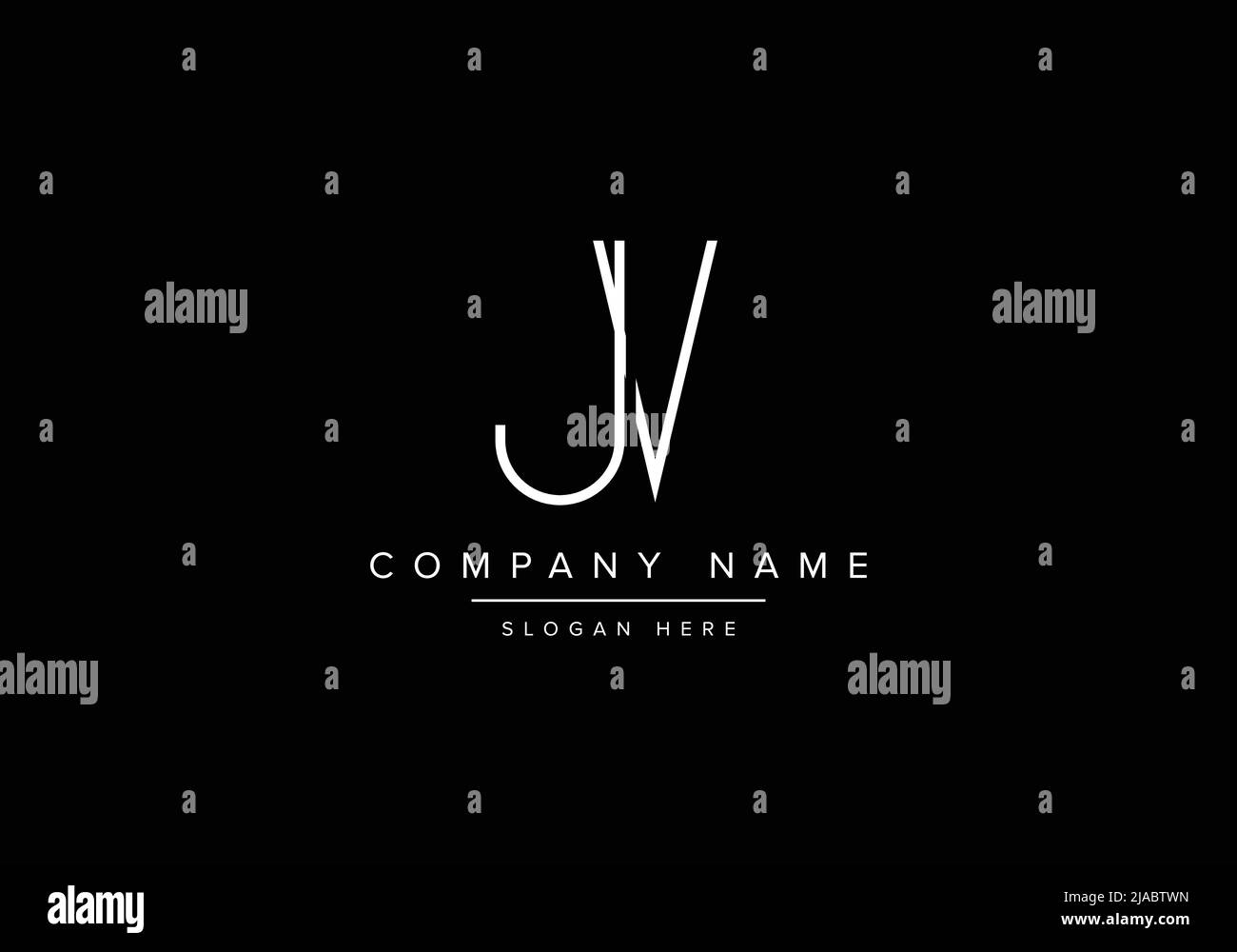 Creative minimal line art icon logo, JV monogram logo Stock Vector