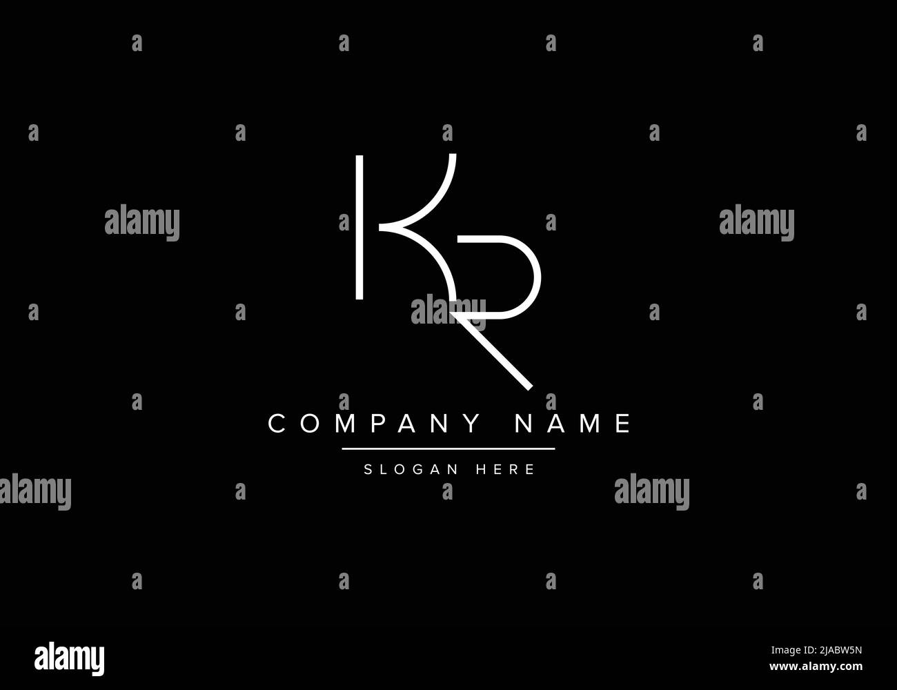 Creative minimal line art icon logo, KR monogram logo Stock Vector