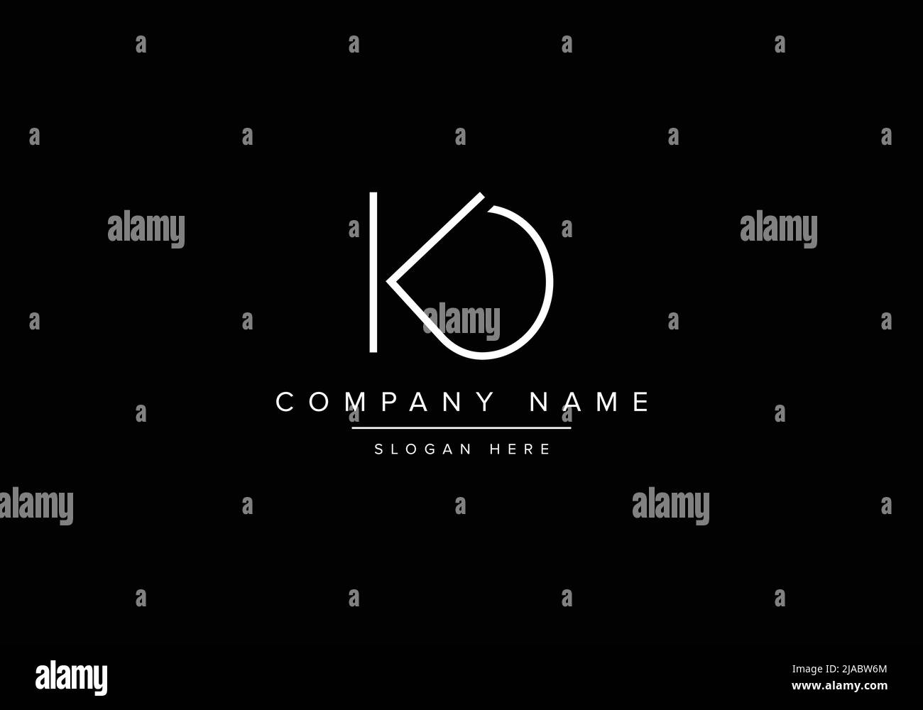 Creative minimal line art icon logo, KO monogram logo Stock Vector