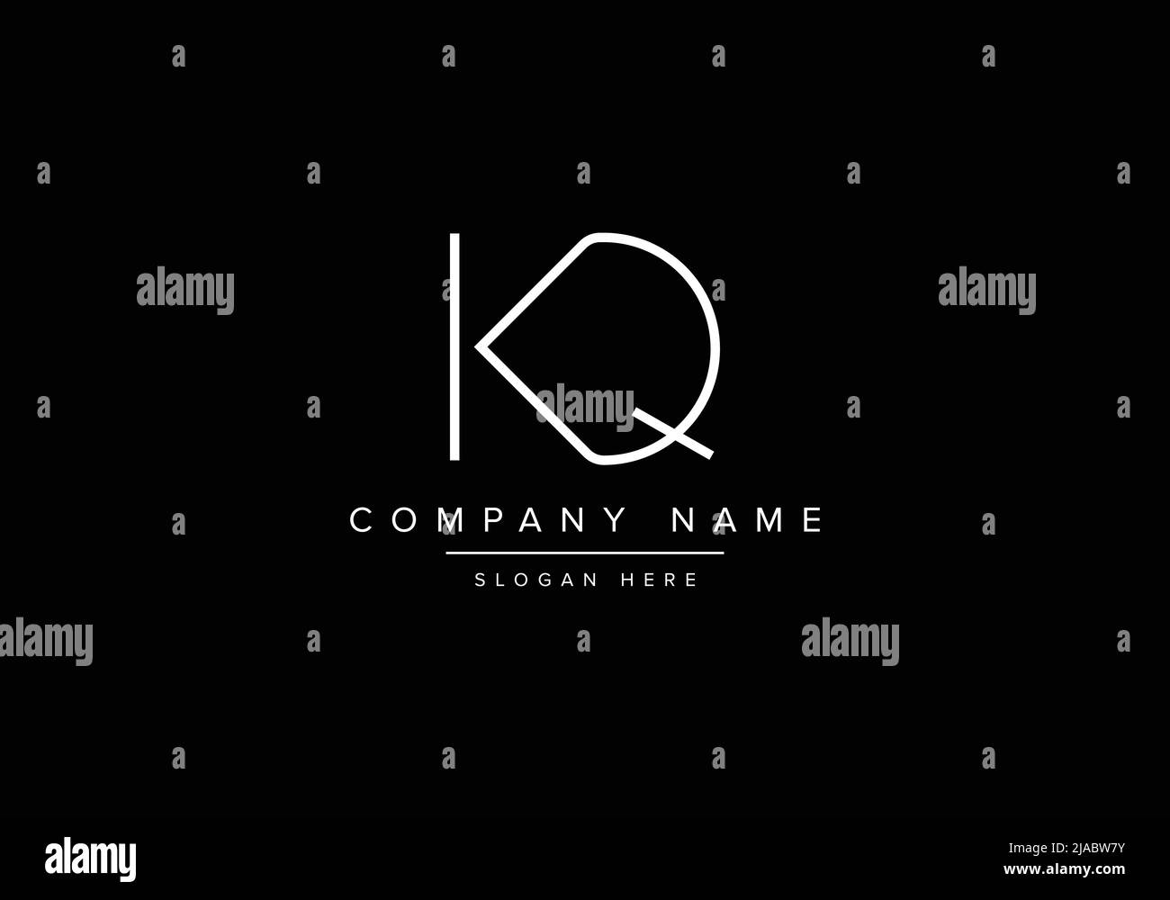 Creative minimal line art icon logo, KQ monogram logo Stock Vector