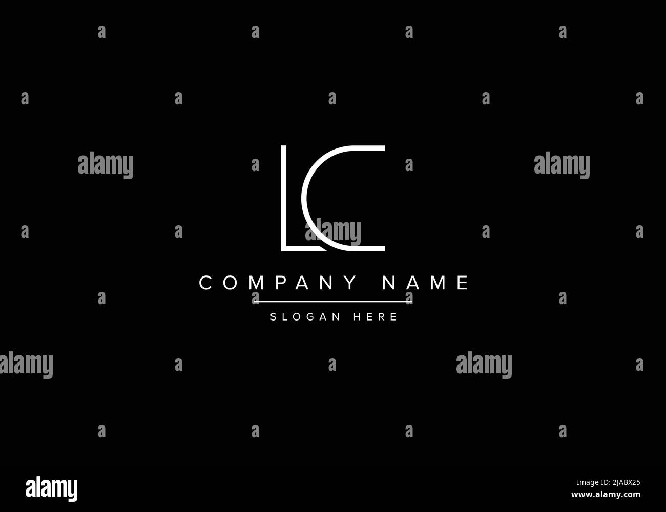 Creative minimal line art icon logo, LC monogram logo Stock Vector