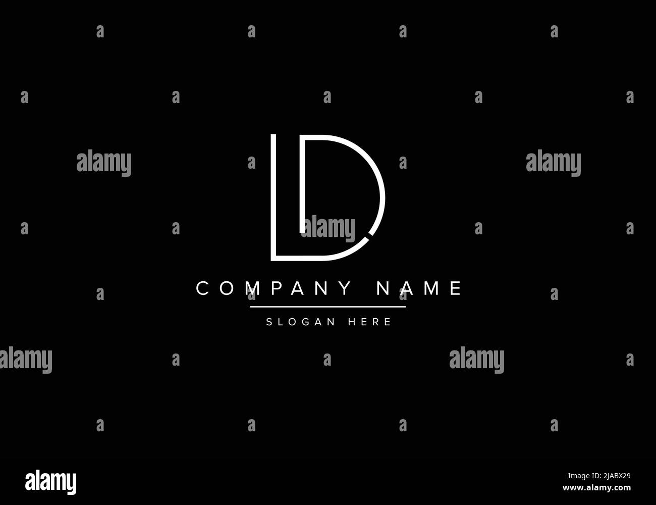 Creative minimal line art icon logo, LD monogram logo Stock Vector
