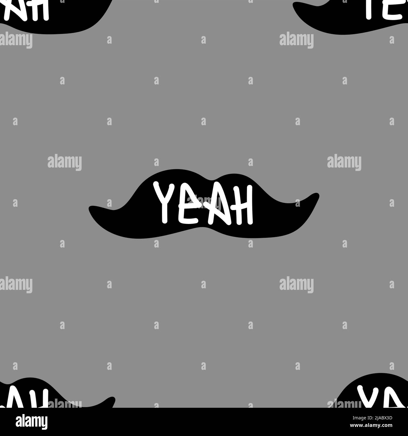 Seamless pattern with mustache and graffiti Yeah.  Stock Vector