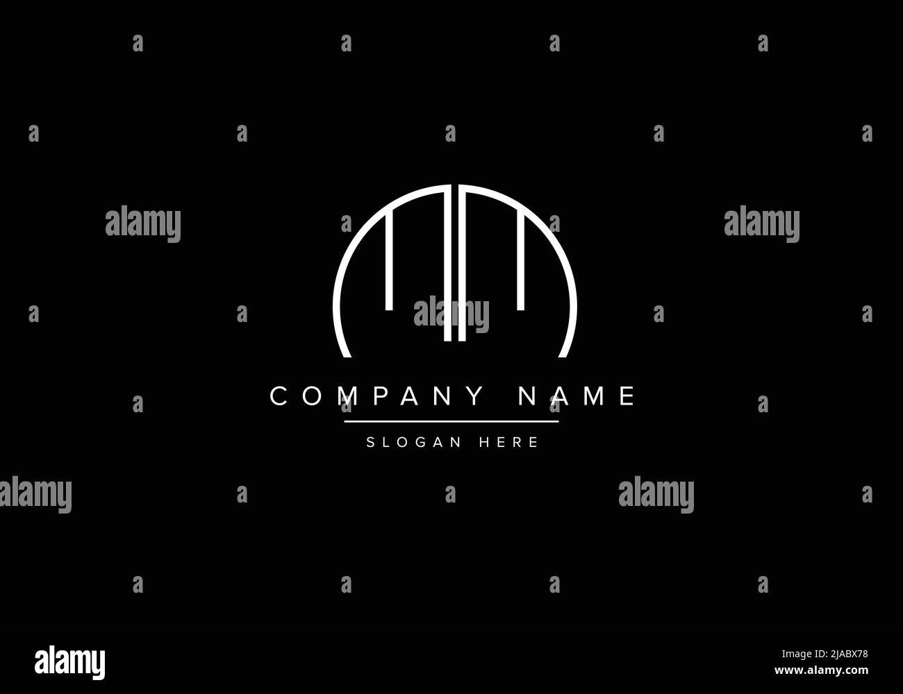 Creative minimal line art icon logo, MM monogram logo Stock Vector