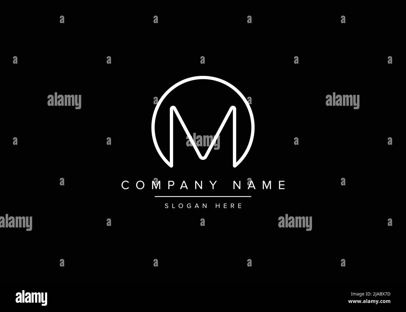 Creative minimal line art icon logo, MO monogram logo Stock Vector
