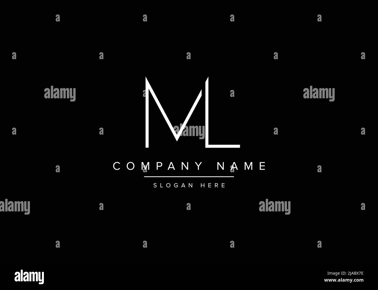 Creative minimal line art icon logo, ML monogram logo Stock Vector