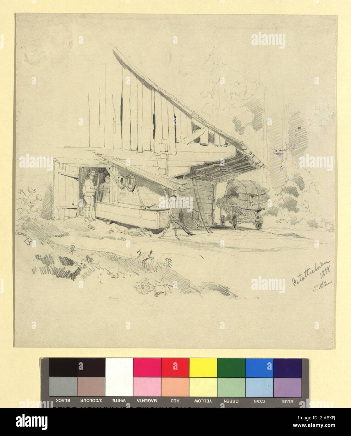Peasantry in Gstatterboden. Tina Blau (1845-1916), artist Stock Photo