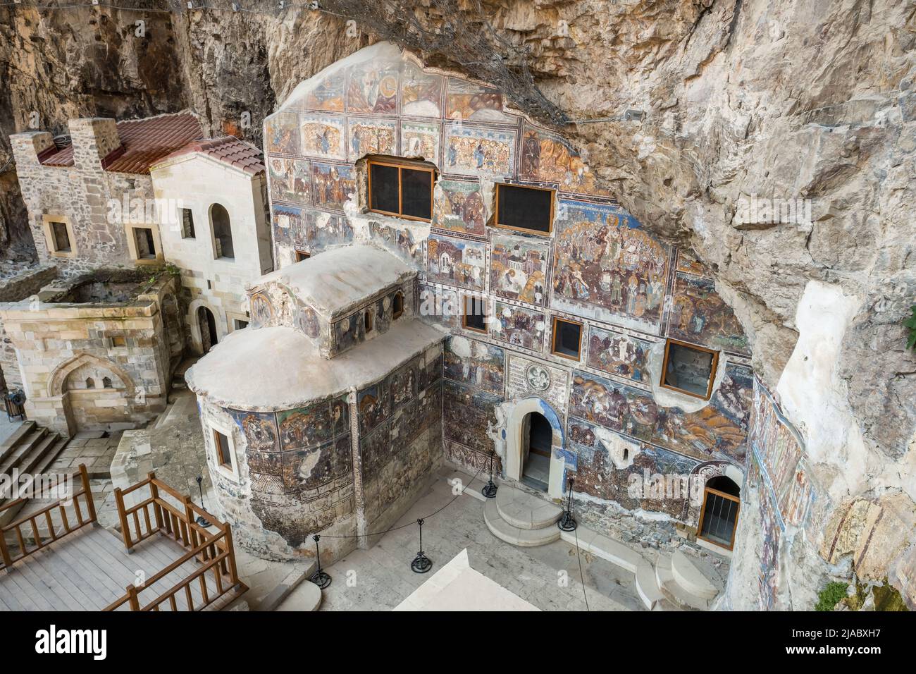Inside the Rock Church at Sumela Monastery in Trabzon, Turkey Stock Photo