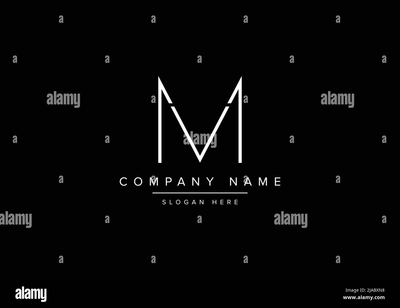 Creative minimal line art icon logo, MV monogram logo Stock Vector