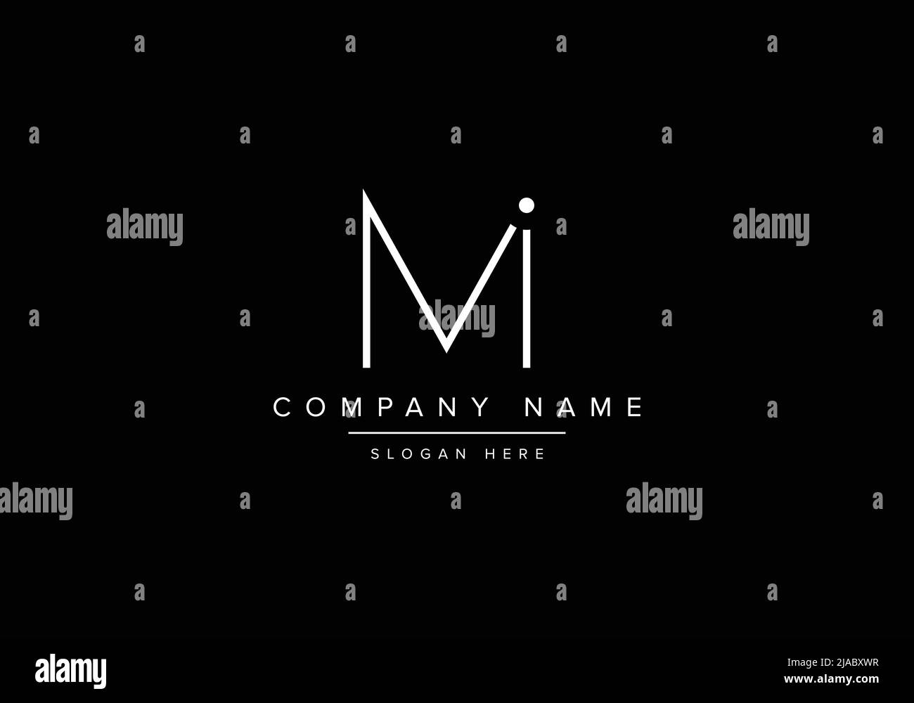 Creative minimal line art icon logo, MI monogram logo Stock Vector
