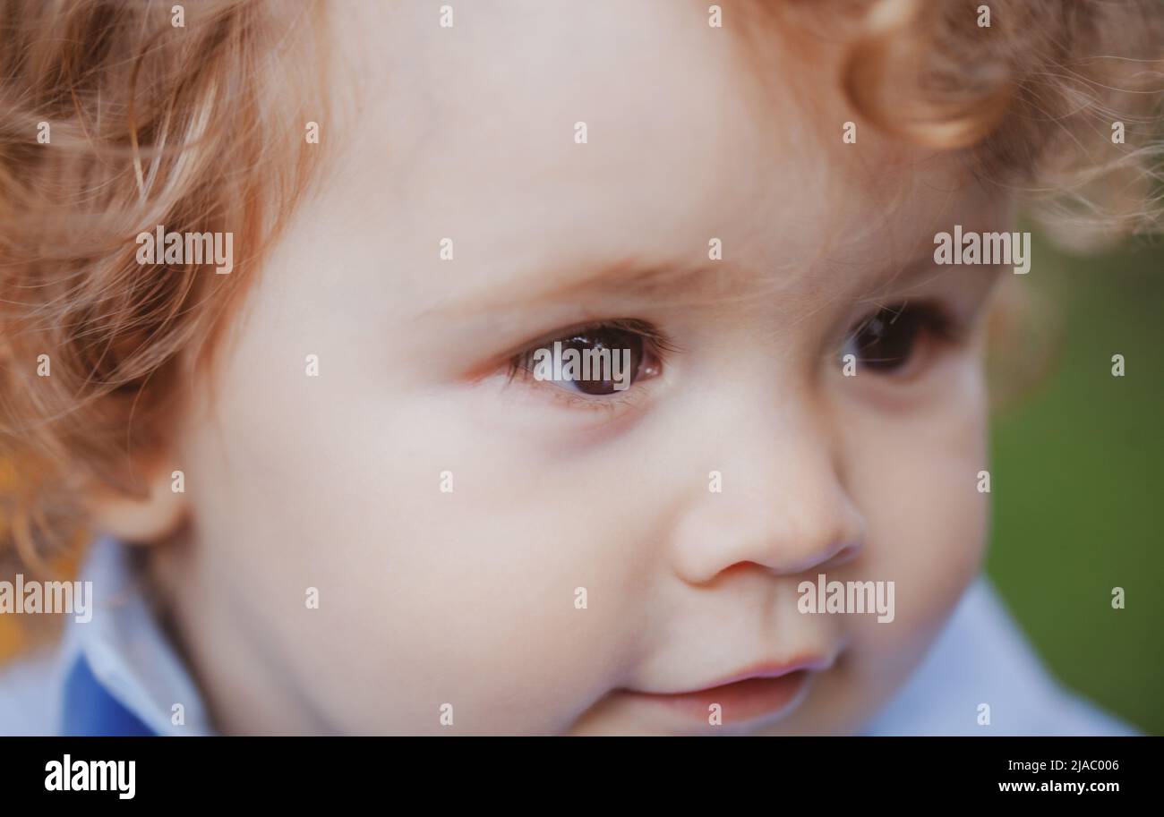 Caucasian child portrait close up. Kids baby macro face Stock ...