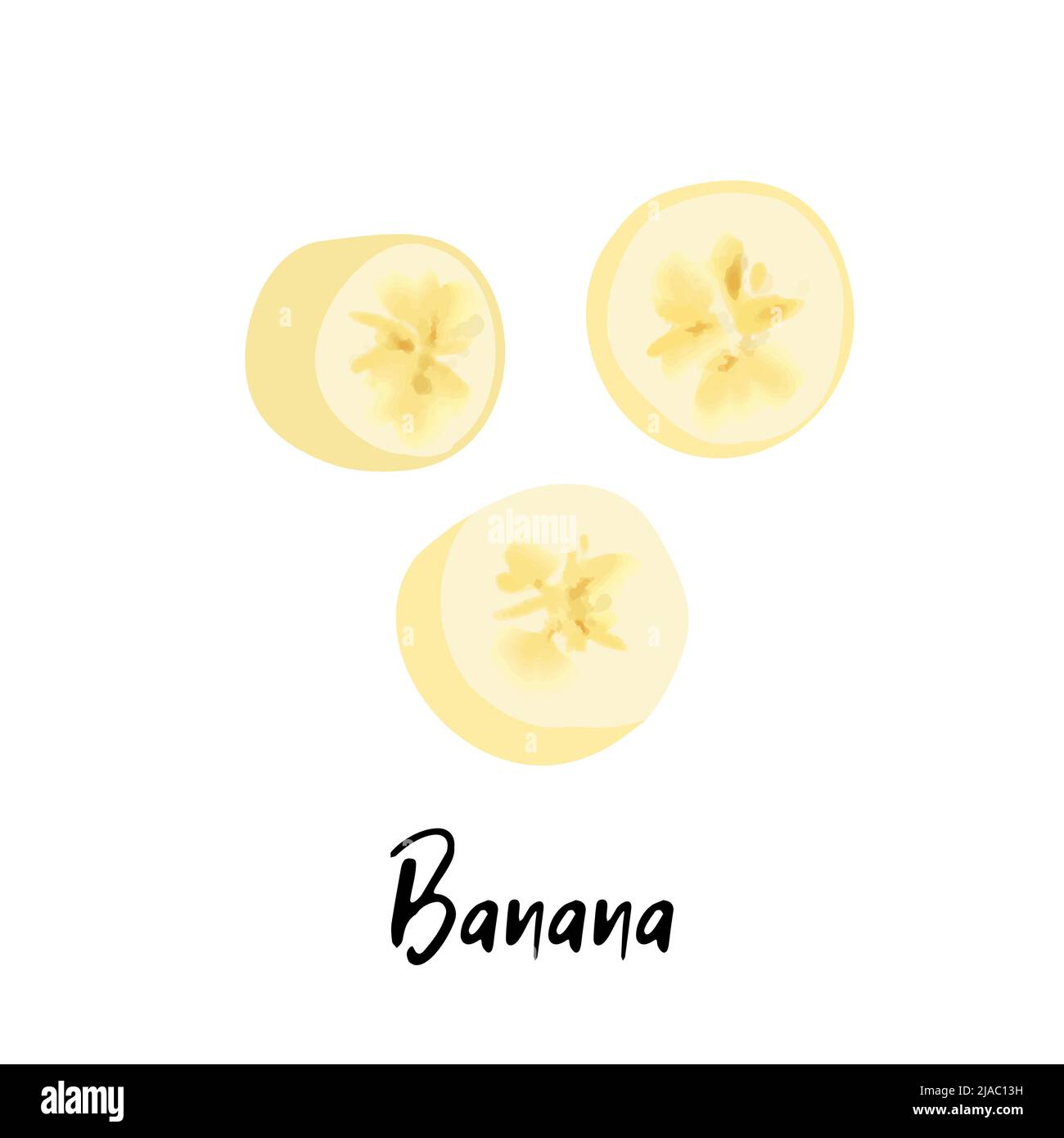 Banana slice illustration isolated on white background Stock Vector