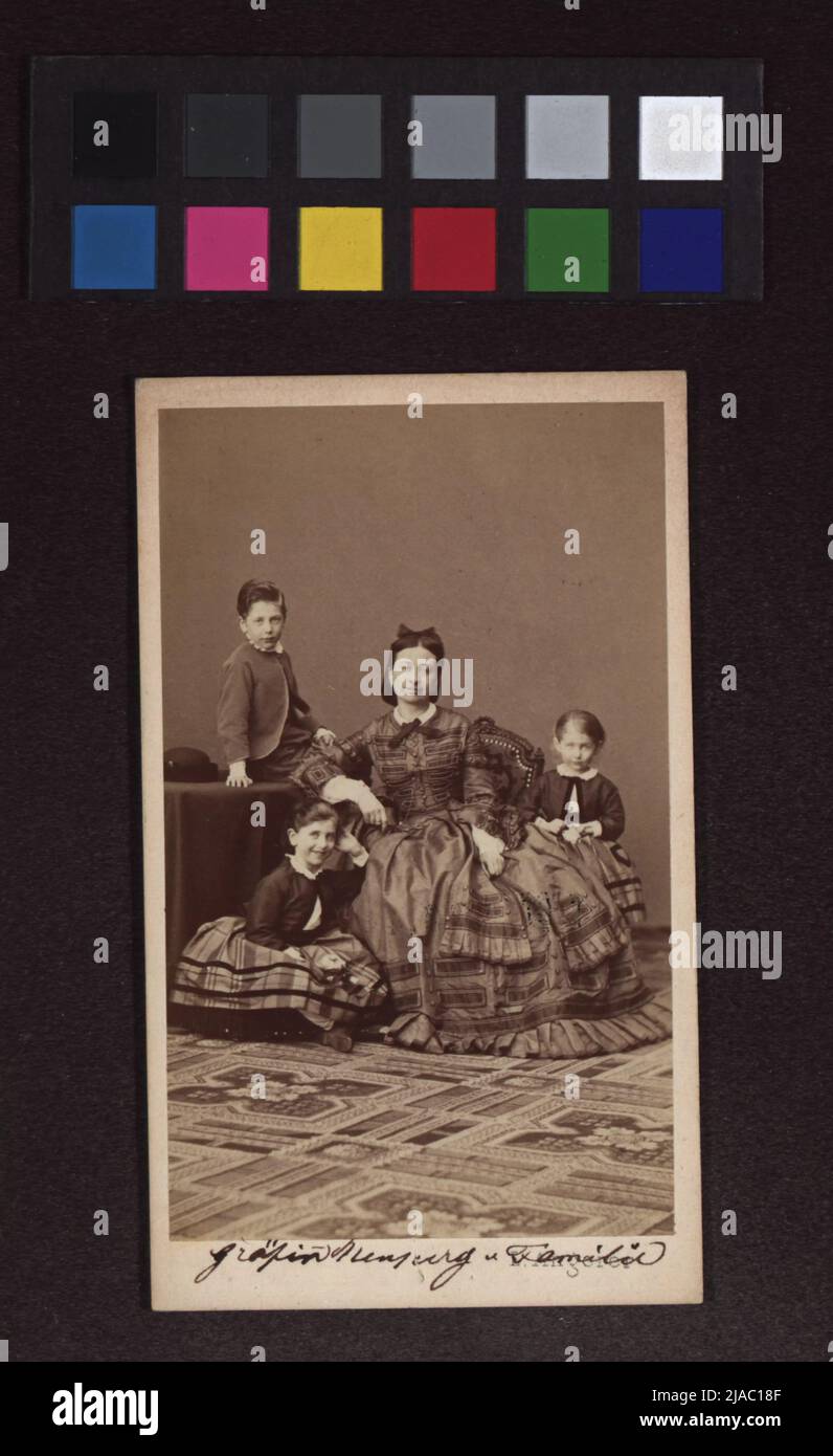 Countess Rosa Neipperg with 3 children. Ludwig Angerer (1827-1879), photographer Stock Photo