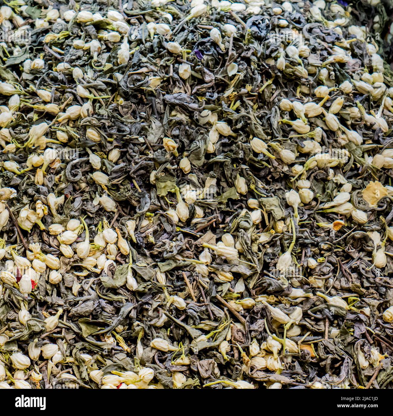 Closeup of the jasmine with green tea on the market Stock Photo