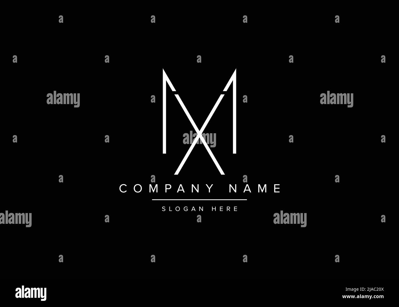 Creative minimal line art icon logo, MX monogram logo Stock Vector