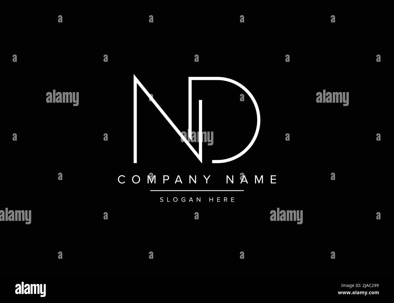 Creative minimal line art icon logo, ND monogram logo Stock Vector