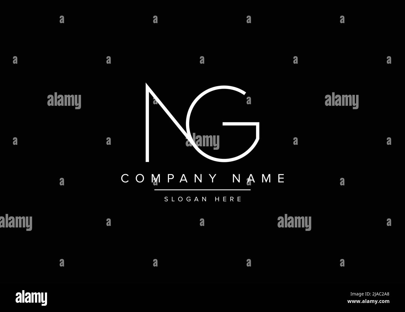Creative minimal line art icon logo, NG monogram logo Stock Vector