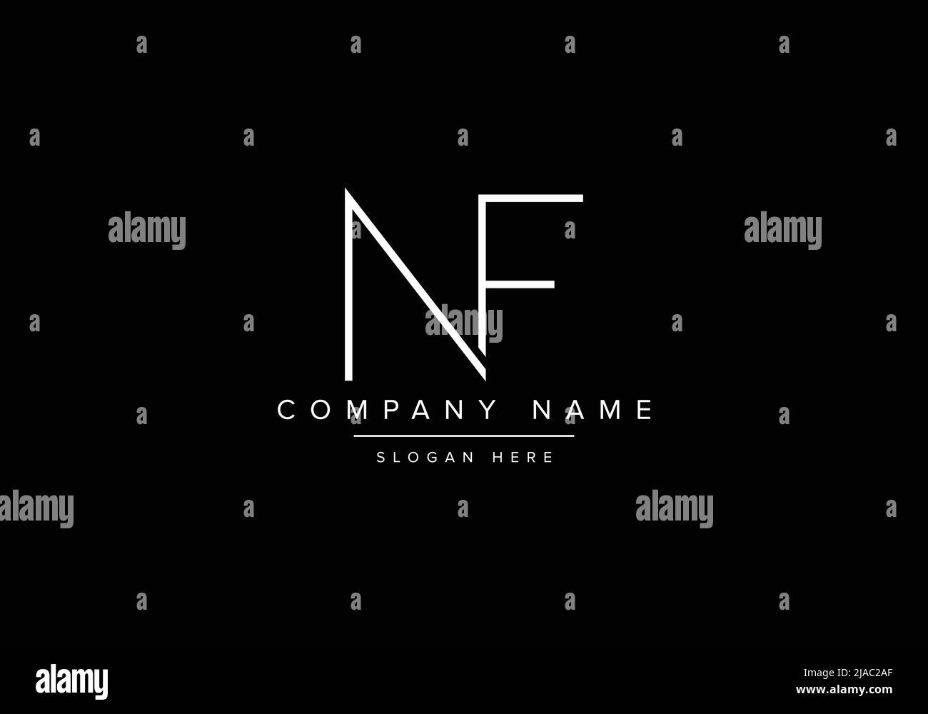 Creative minimal line art icon logo, NF monogram logo Stock Vector
