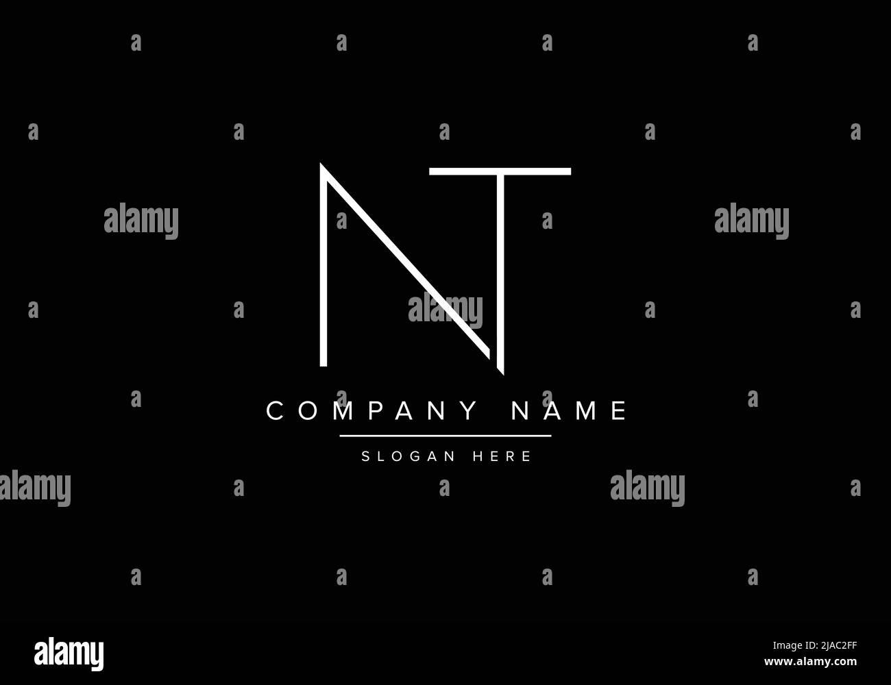 Creative minimal line art icon logo, NT monogram logo Stock Vector