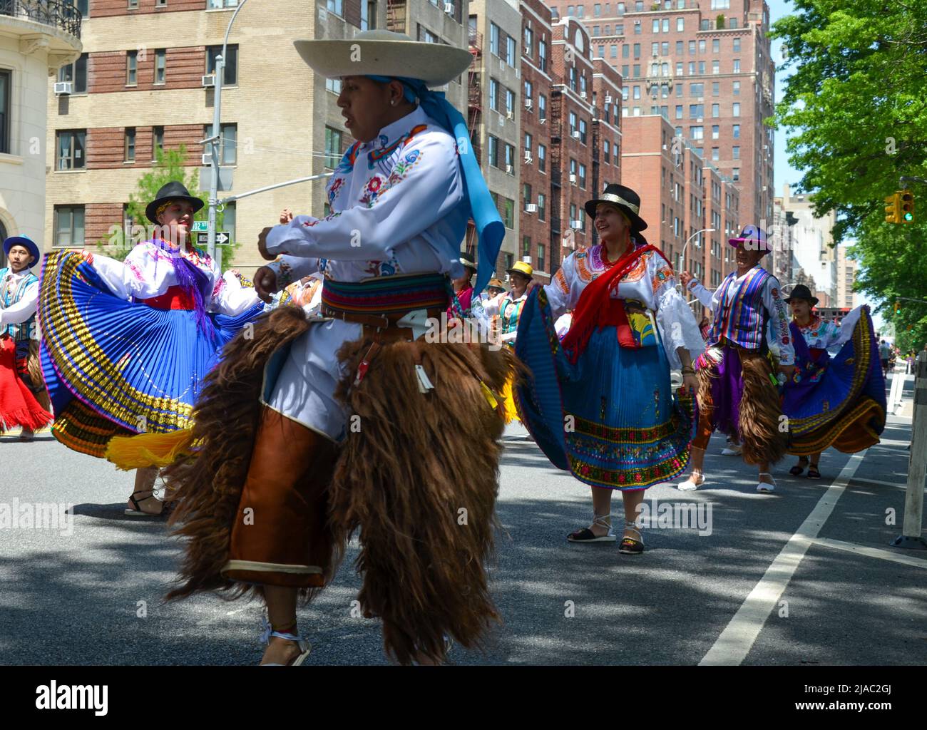 Participants march way up Central Park West in New York City during the