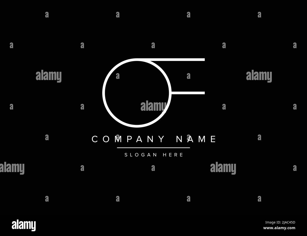 Creative minimal line art icon logo, OF monogram logo Stock Vector