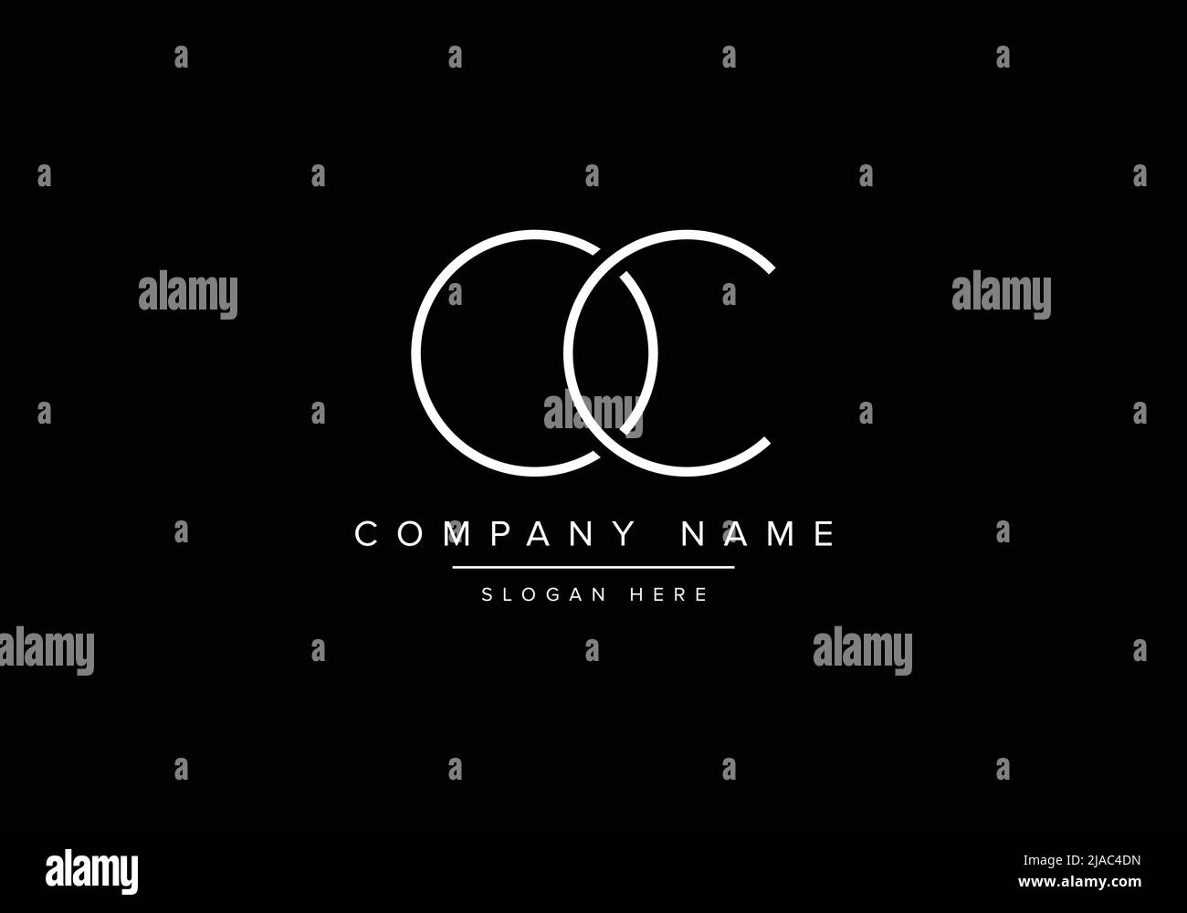 Creative minimal line art icon logo, OC monogram logo Stock Vector