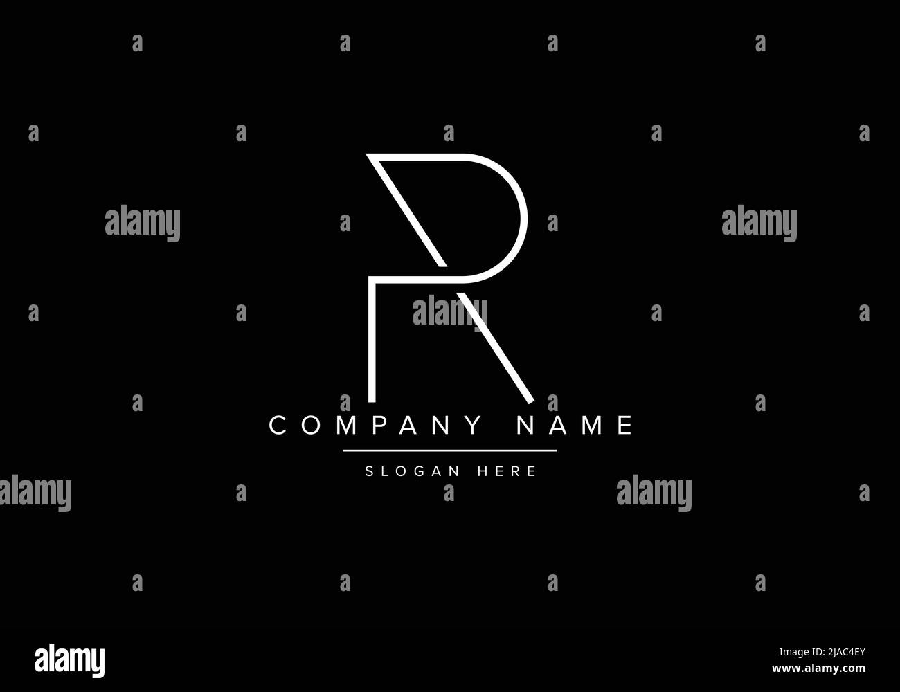 Creative minimal line art icon logo, PR monogram logo Stock Vector