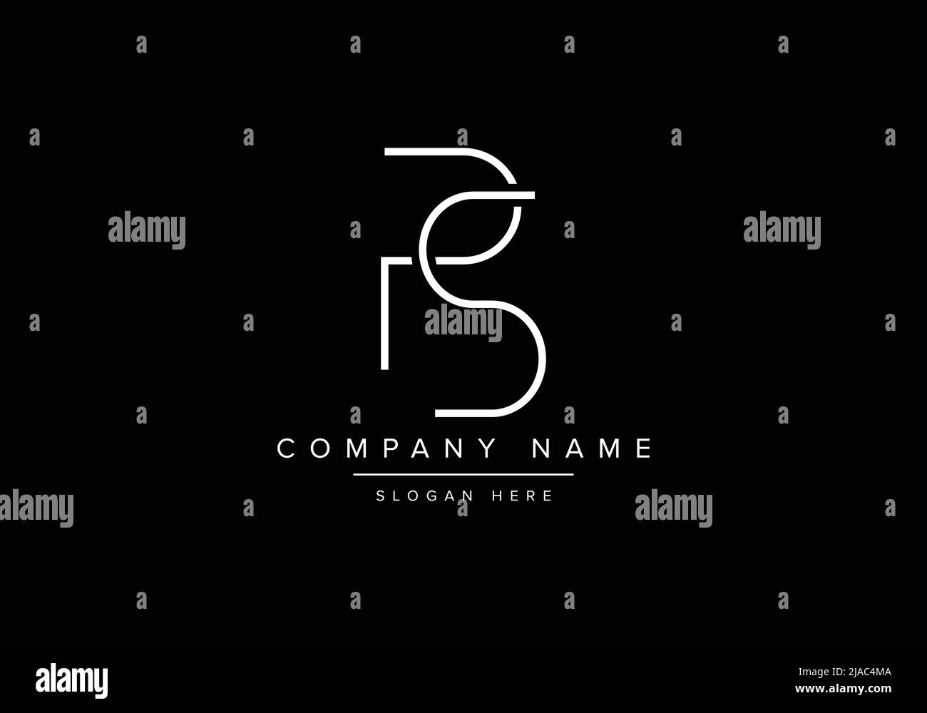 Creative minimal line art icon logo, PS monogram logo Stock Vector