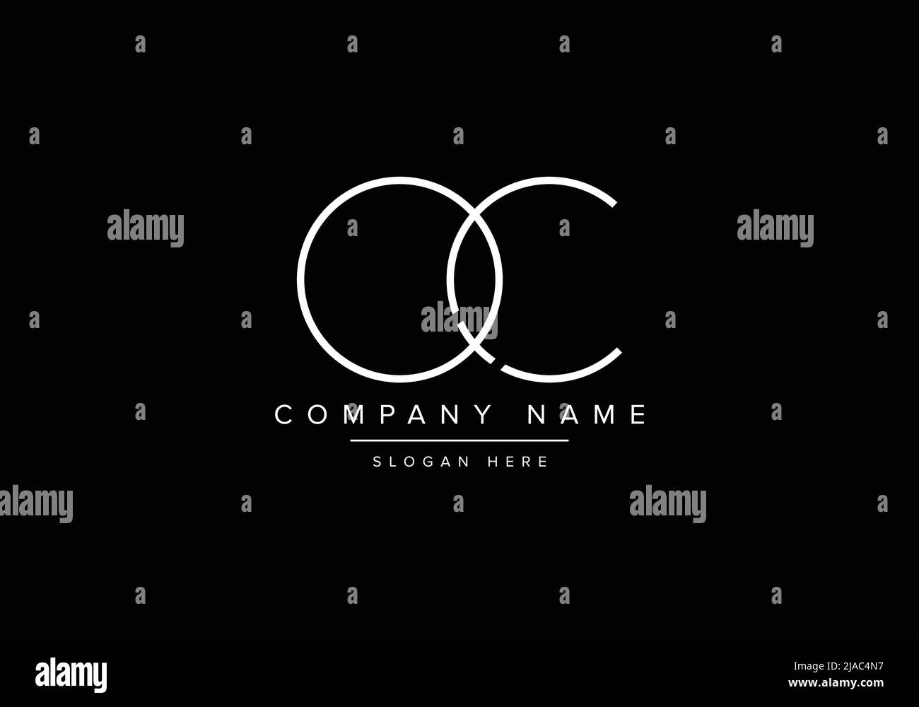 Creative minimal line art icon logo, QC monogram logo Stock Vector