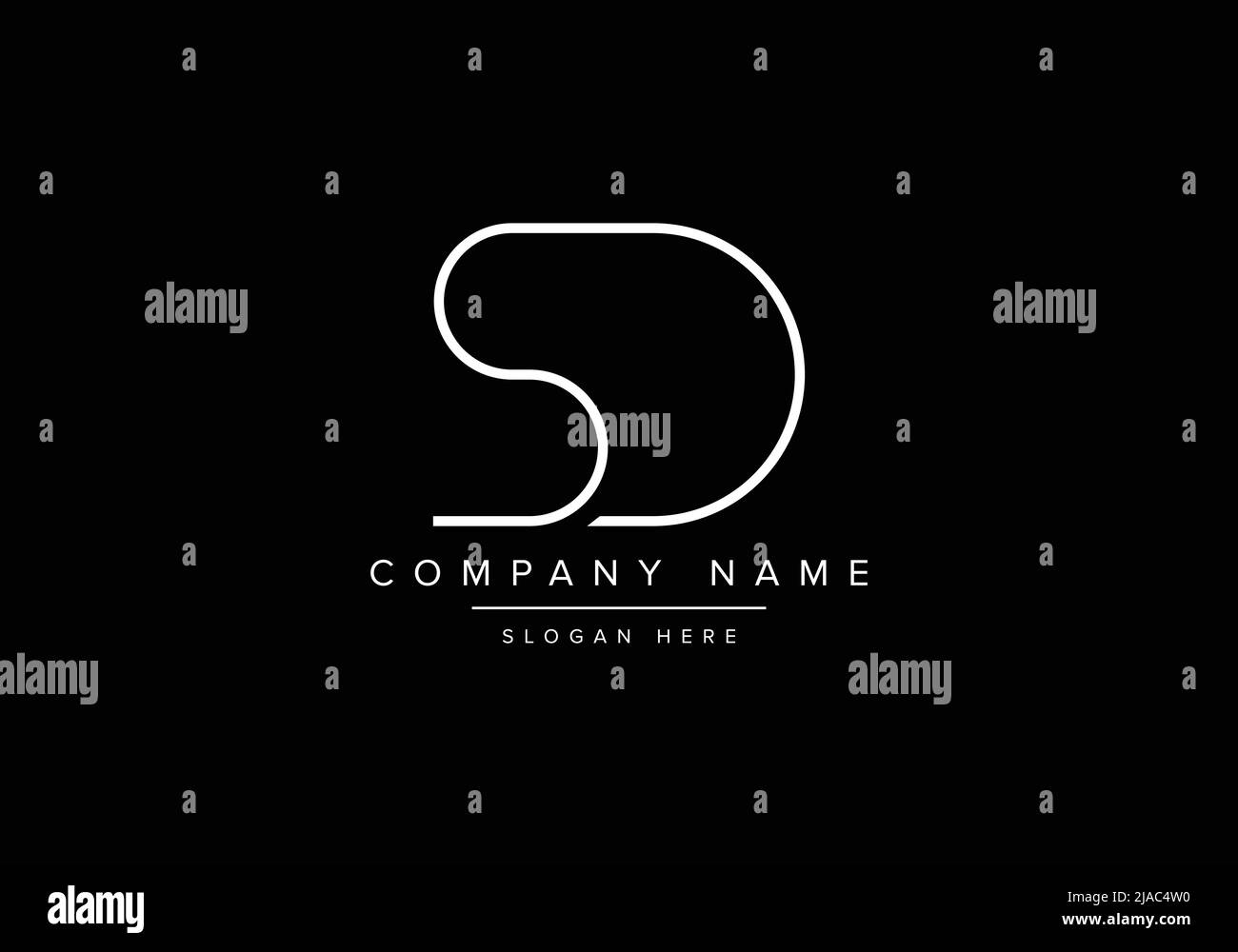 Creative minimal line art icon logo, SD monogram logo Stock Vector
