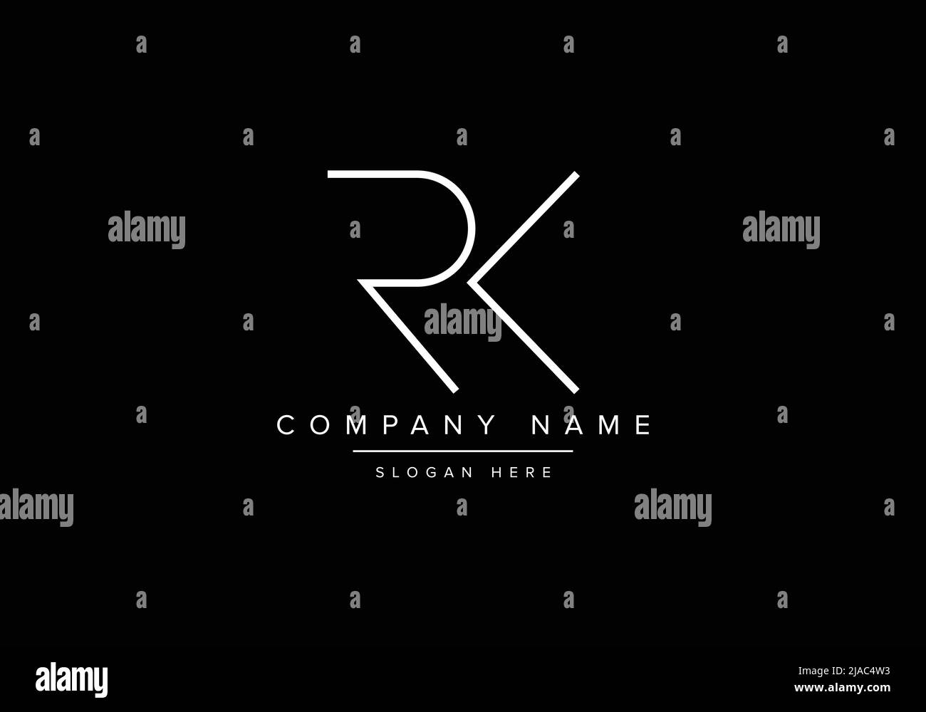 Creative minimal line art icon logo, RK monogram logo Stock Vector