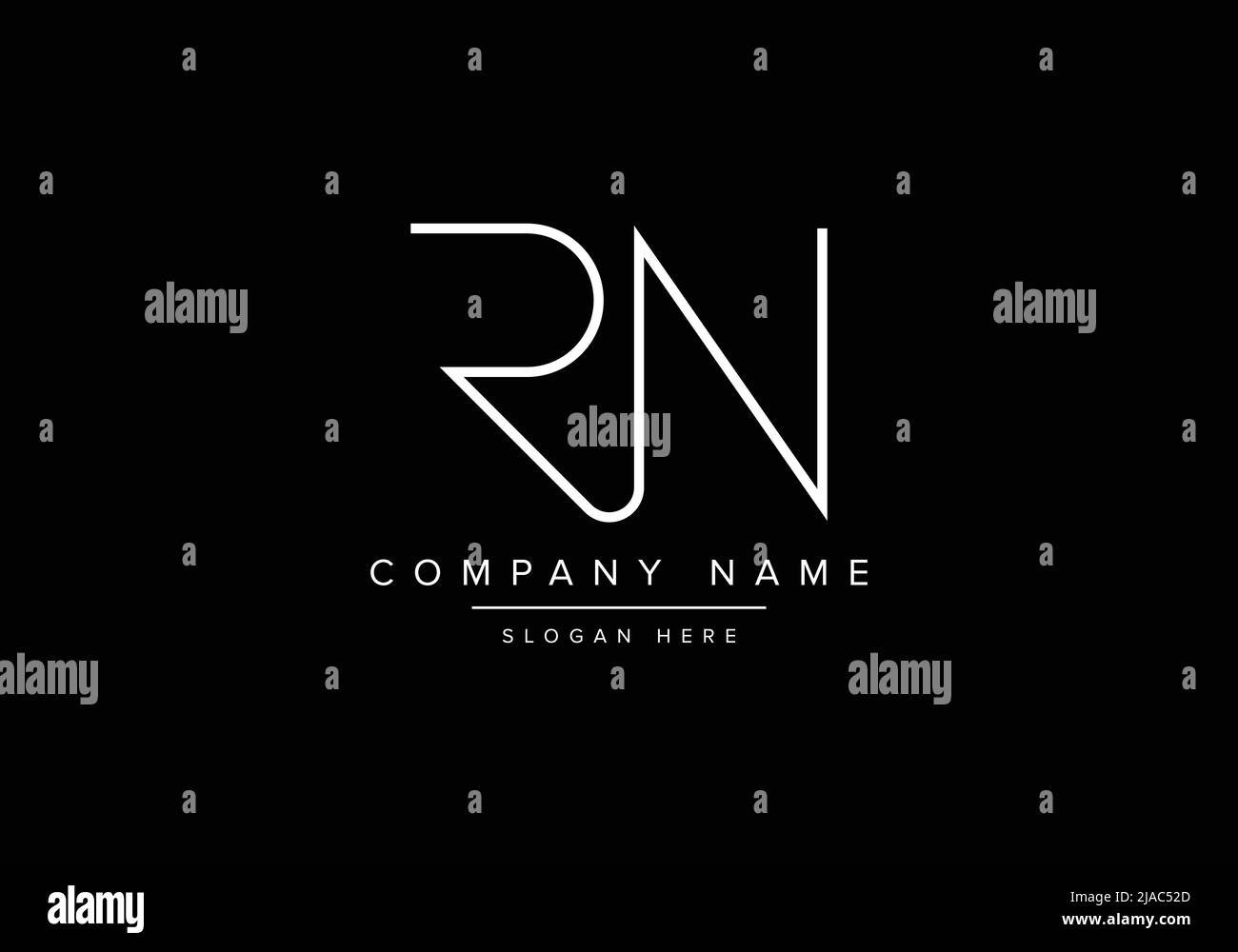 Creative minimal line art icon logo, RN monogram logo Stock Vector