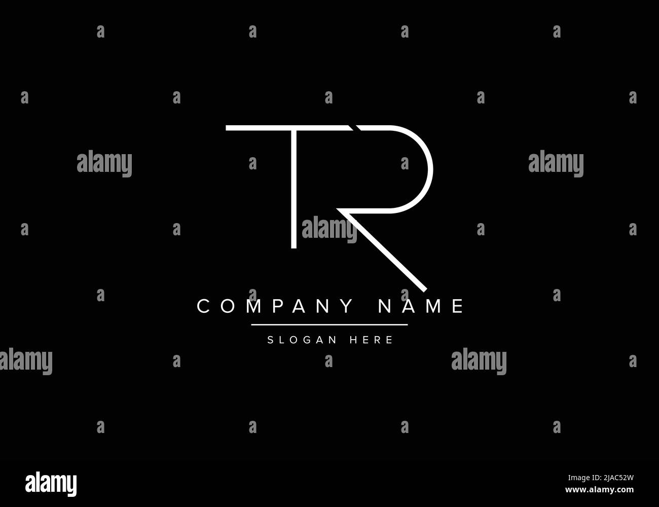 Creative minimal line art icon logo, TR monogram logo Stock Vector