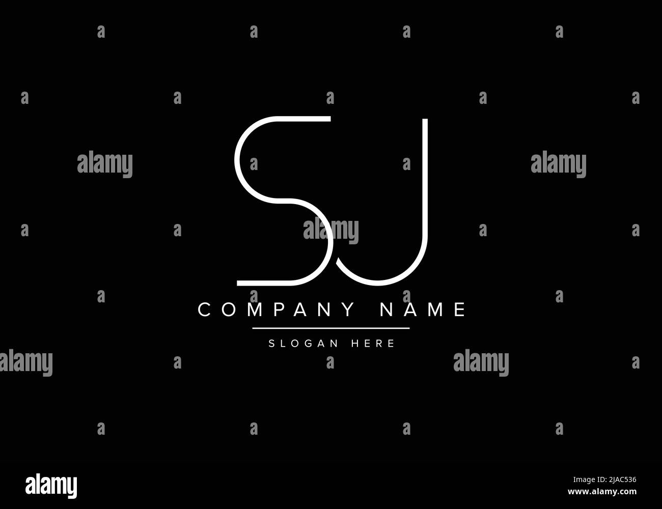 Creative minimal line art icon logo, SJ monogram logo Stock Vector