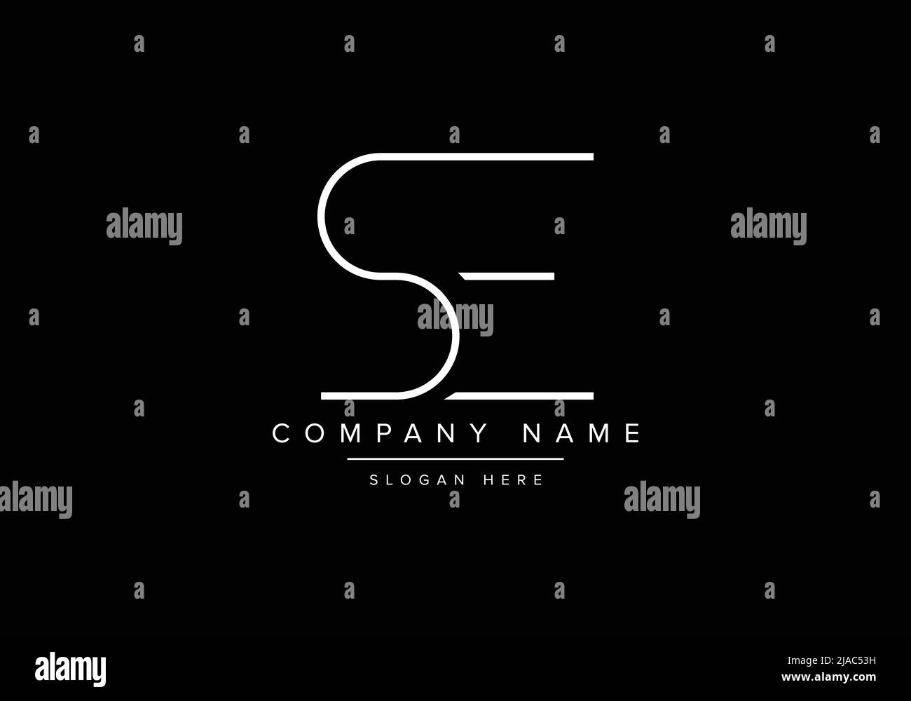 Creative minimal line art icon logo, SE monogram logo Stock Vector