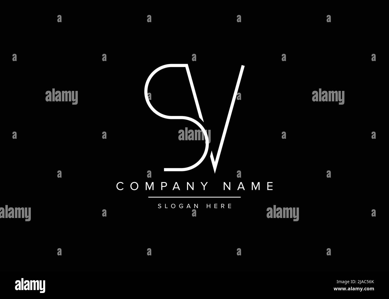 Creative minimal line art icon logo, SV monogram logo Stock Vector