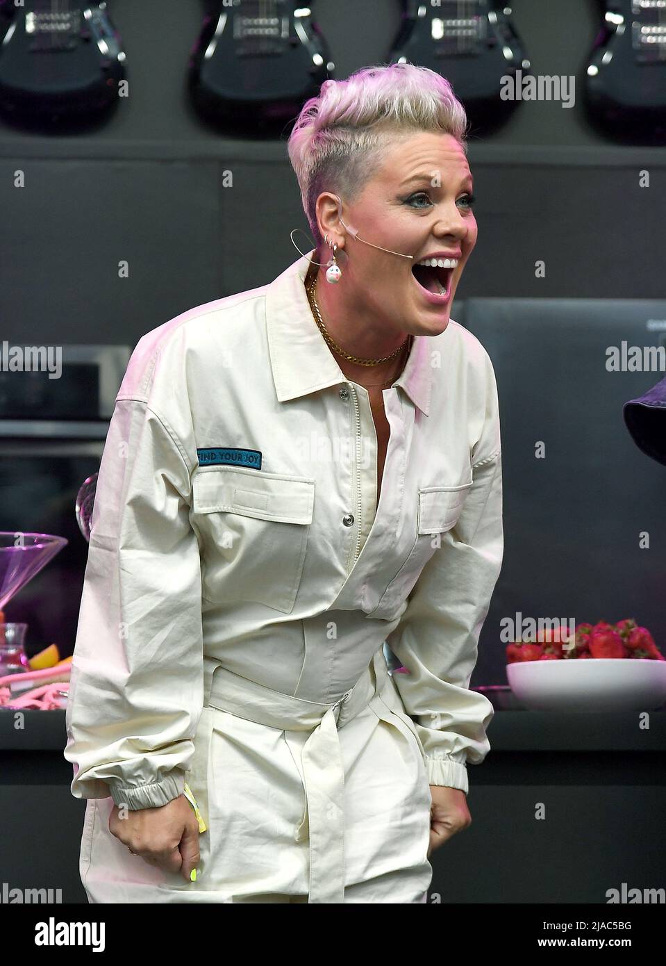 Napa, USA. 28th May, 2022. Pink (p!nk) is seen onstage at the William  Sonoma Culinary Stage during the 2022 BottleRock Napa Valley at Napa Valley  Expo on May 28, 2022 in Napa,