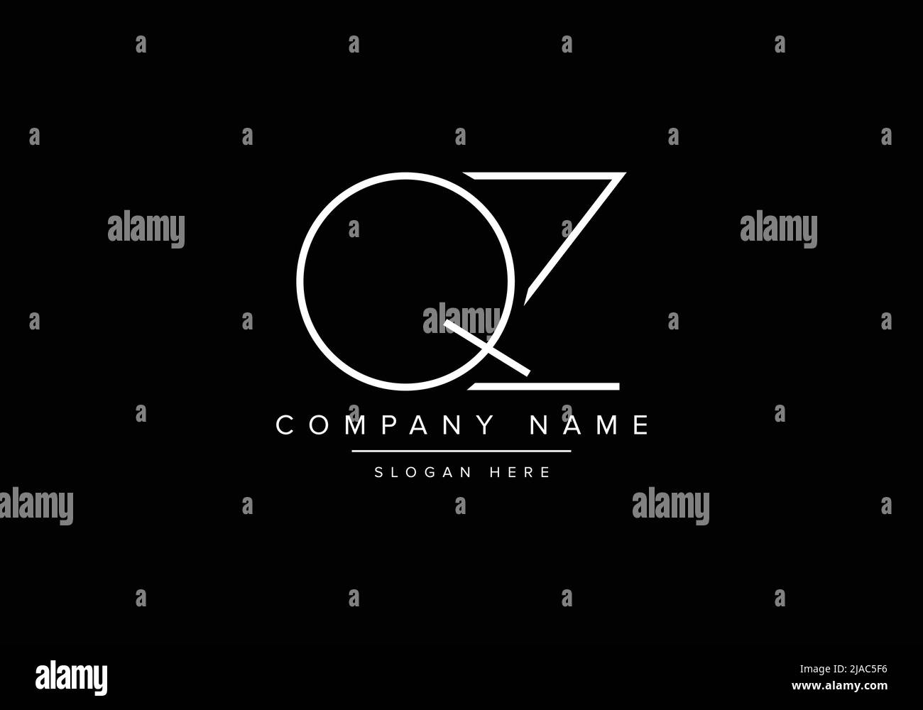 Creative minimal line art icon logo, QZ monogram logo Stock Vector